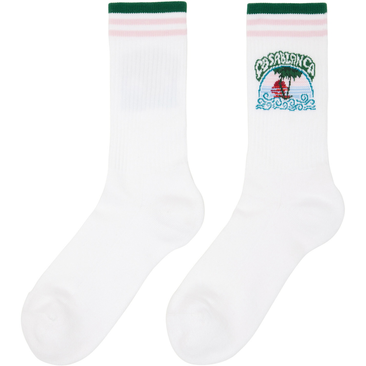 Casablanca White Palm Tree Emblem Socks