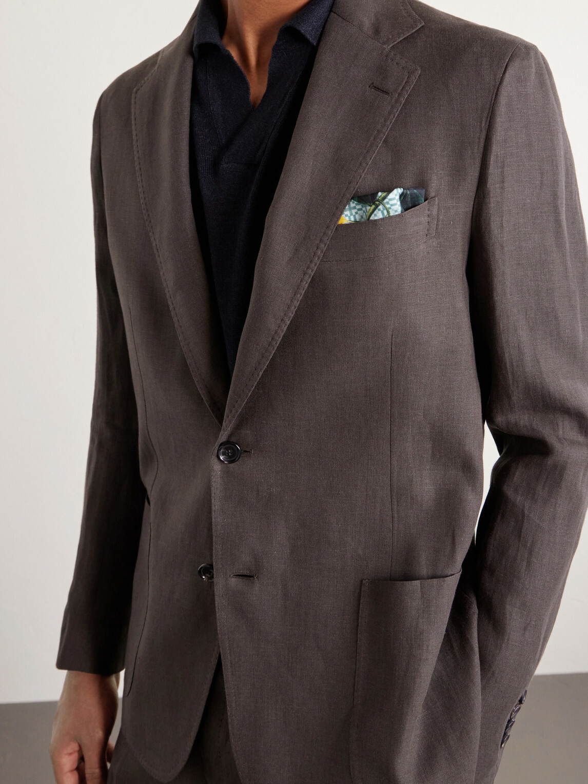De Petrillo - Linen Single-Breasted Blazer - Brown