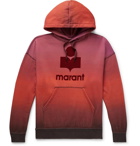 Isabel Marant - Logo-Flocked Dégradé Cotton-Blend Jersey Hoodie - Burgundy