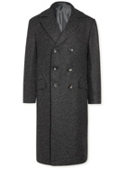 Kiton - Double-Breasted Cashmere-Tweed Coat - Gray