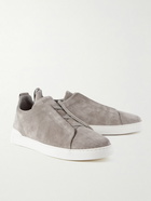 Zegna - Suede Slip-On Sneakers - Gray