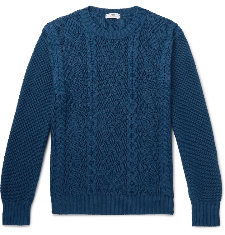 Photo: Inis Meáin - Cable-Knit Organic Pima Cotton Sweater - Blue
