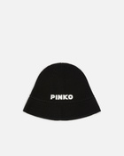 Pinko Wool Bucket Hat With Pinko Logo Limo Black
