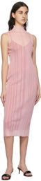 Herve Leger Pink Sheer Varegaited Rib Mini Dress