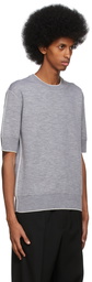 Jil Sander Grey Double-Faced Knit Short Sleeve Sweater