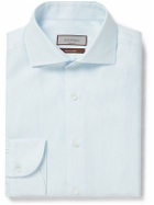 Canali - Cotton and Linen-Blend Jacquard Shirt - Blue