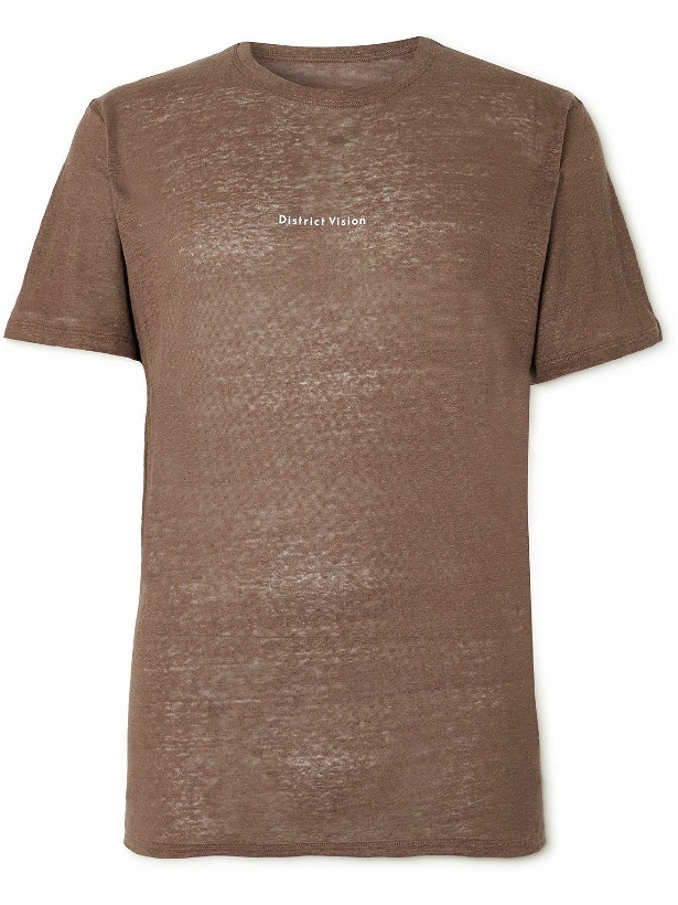 Photo: DISTRICT VISION - Logo-Print Hemp-Jersey T-Shirt - Brown