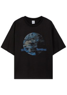 Won Hundred Houston Globe Printed Cotton T-shirt Black