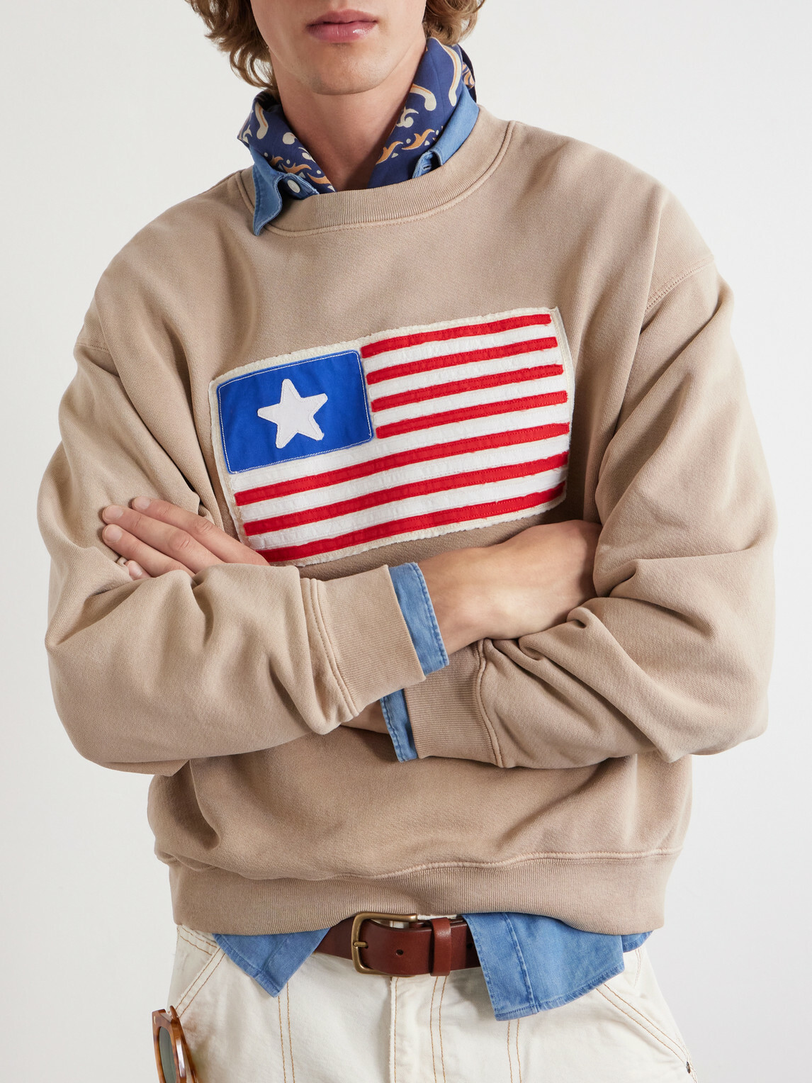 Cherry Los Angeles - Embroidered Cotton-Jersey Sweater - Brown