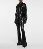 David Koma Sequined flared high-rise pants