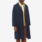 Maison Margiela Men's Wool Overcoat in Dark Navy