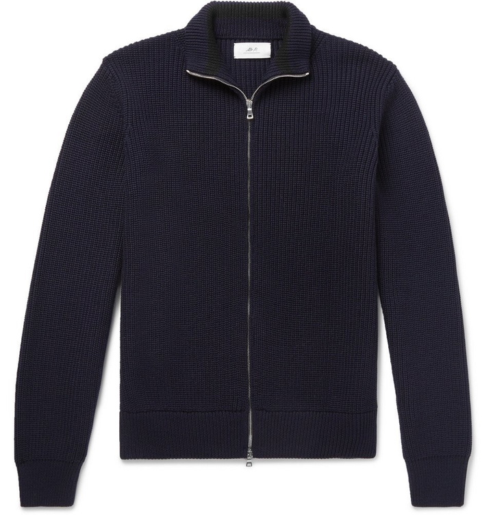 Photo: Mr P. - Merino Wool Zip-Up Cardigan - Men - Navy