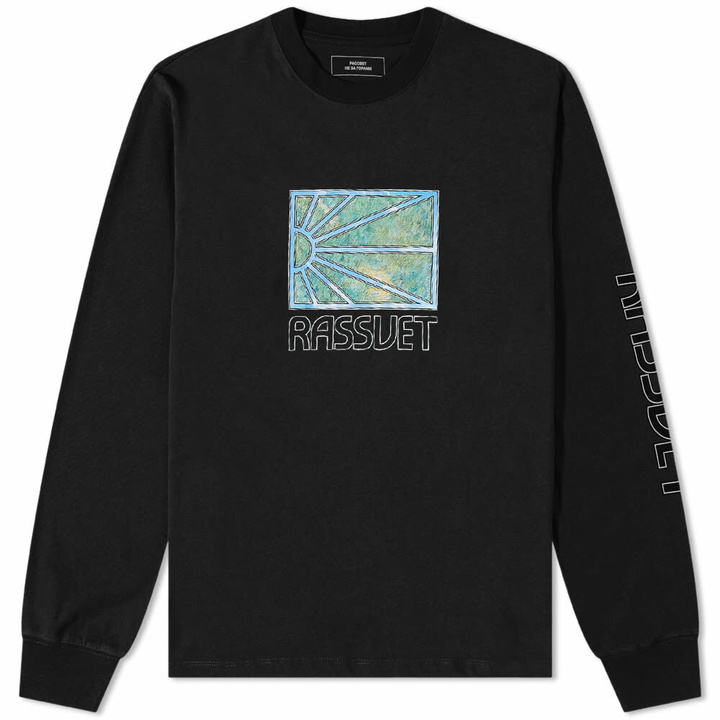 Photo: PACCBET Men's Long Sleeve Painting Logo T-Shirt in Black