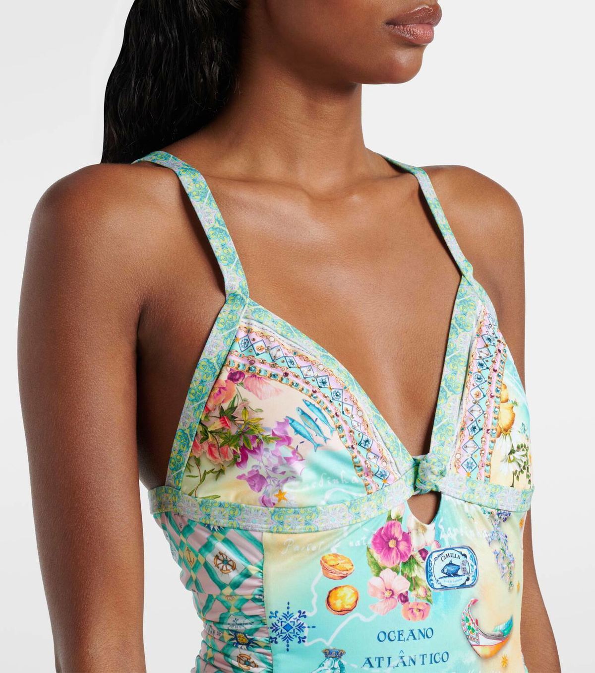 Camilla Embellished printed swimsuit
