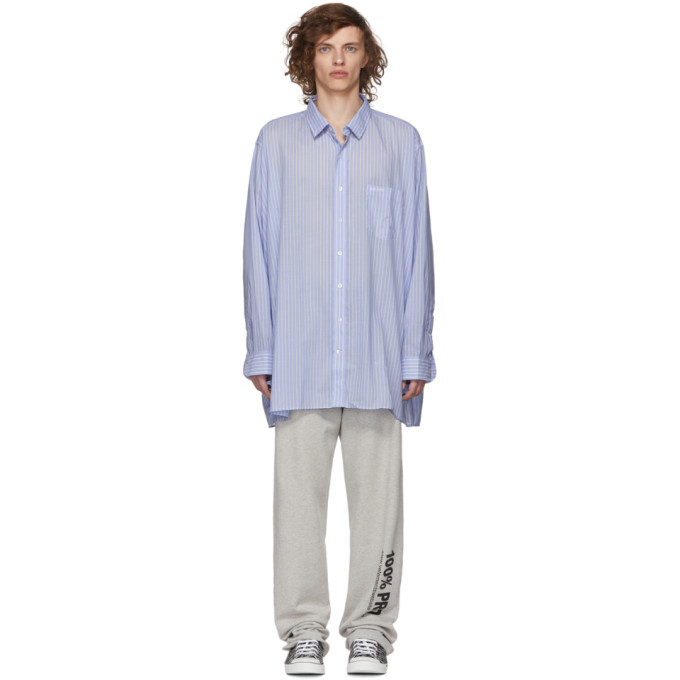 Photo: Vetements Blue and White Striped Light Oversized Shirt