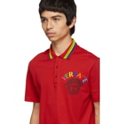 Versace Red Embroidered Medusa Polo