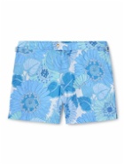 TOM FORD - Slim-Fit Short-Length Floral-Print Swim Shorts - Blue