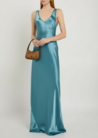Galvan Valletta Satin Maxi Dress Blue
