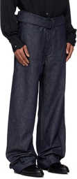 Mugler Navy Raw Denim Jeans