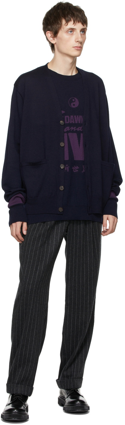 BED J.W. FORD Navy Wool Buttoned Cardigan