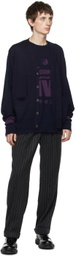 BED J.W. FORD Navy Wool Buttoned Cardigan