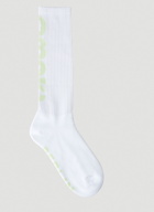 Logo Print Long Socks in White