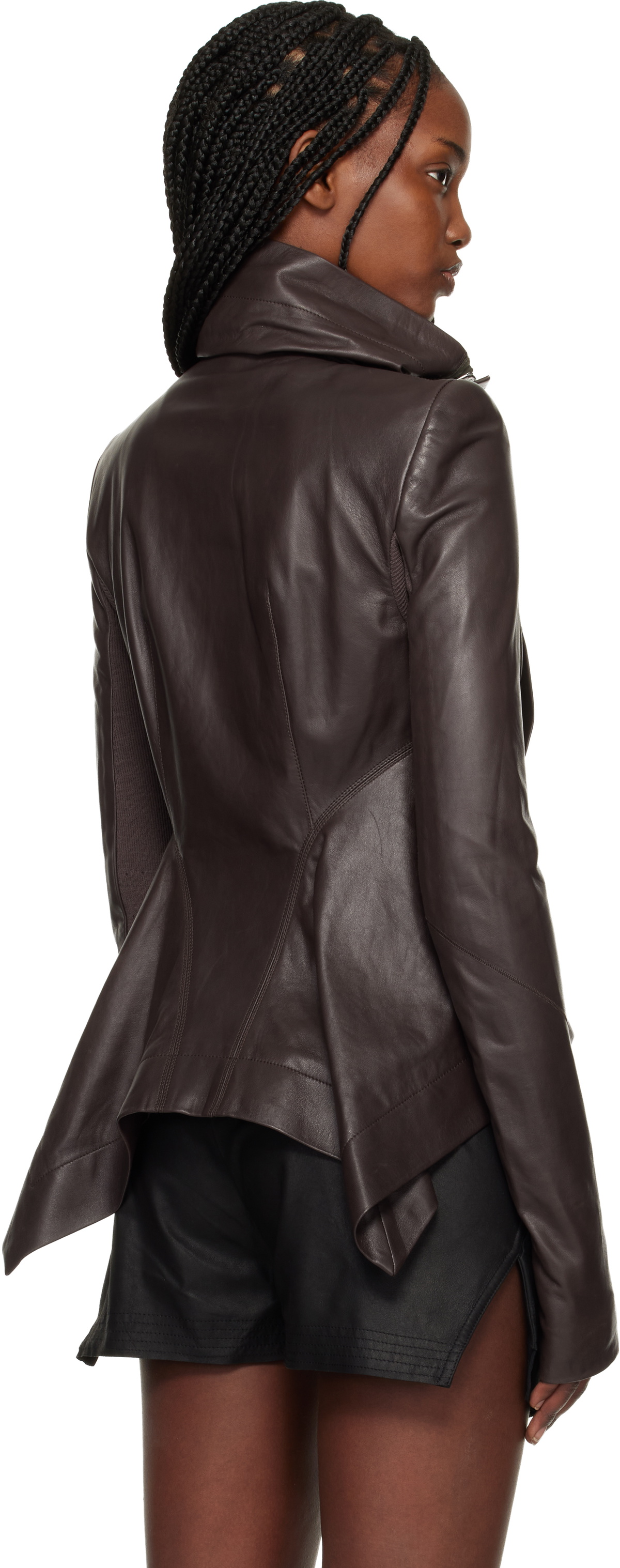 Rick Owens Brown Temple Naska Leather Jacket