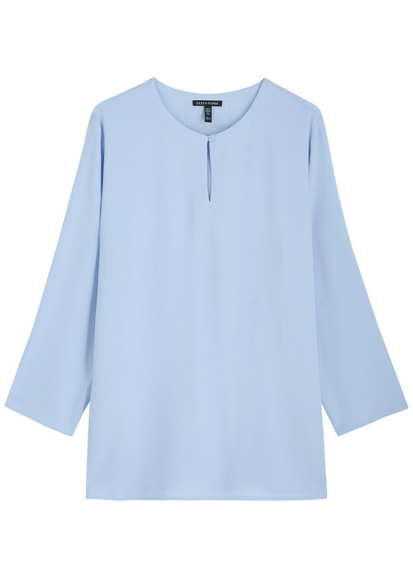 Photo: Eileen Fisher Silk-crepe top Light Blue