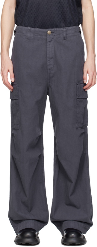 Photo: Palmes Blue Herringbone Cargo Pants