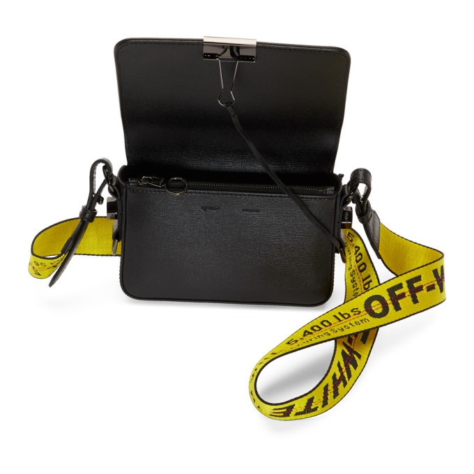 OFF-WHITE Binder Clip Bag Diag Mini Black White Yellow