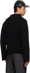 Courrèges Black Ribbed Wool Trucker Sweater
