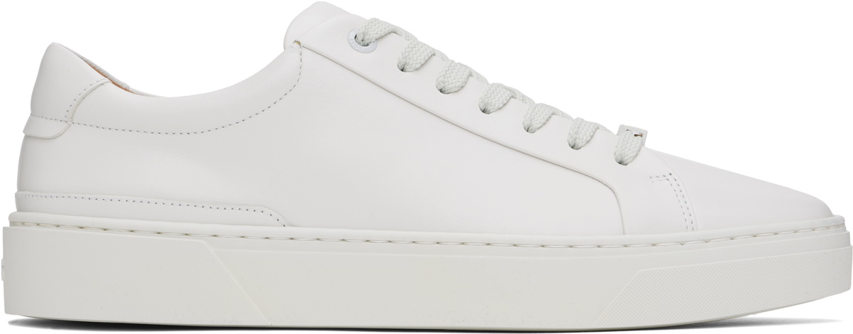 BOSS White Gary Leather Low-Top Sneakers