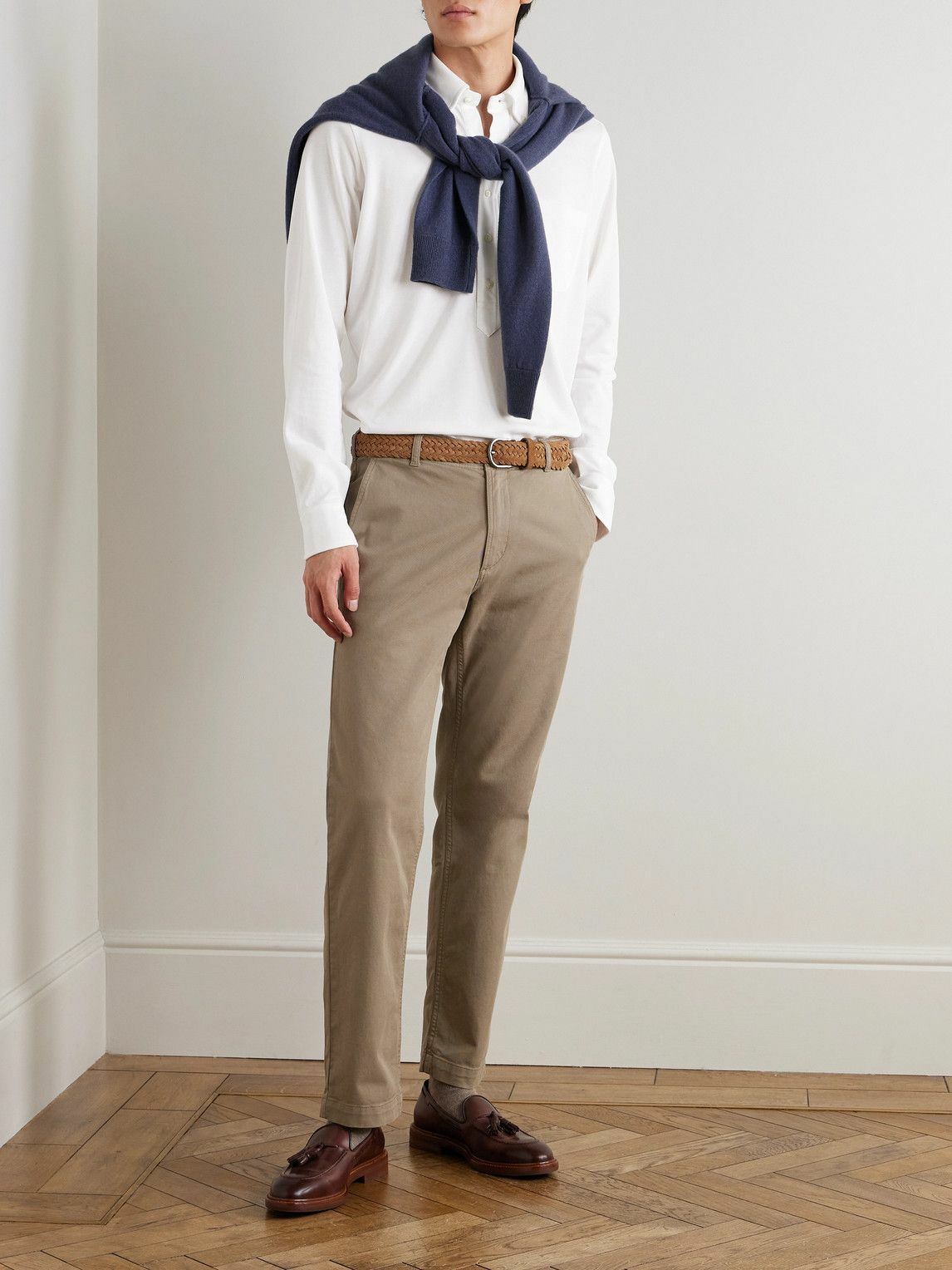 Sid Mashburn - Button-Down Collar Pima Cotton-Piqué Half-Placket Shirt - White