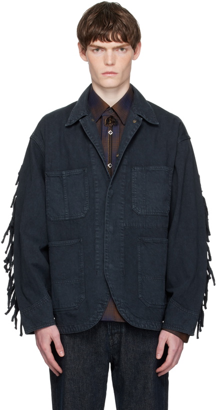 Photo: Toga Virilis Black Fringed Denim Jacket