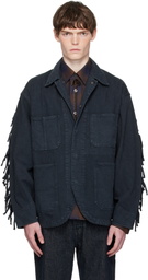 Toga Virilis Black Fringed Denim Jacket