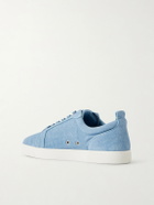 Christian Louboutin - Louis Junior Orlato Grosgrain-Trimmed Printed Suede Sneakers - Blue