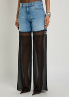 Nensi Dojaka Panelled Lace-trim Wide-leg Jeans Blue