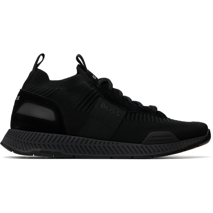 Photo: BOSS Black Suede Trim Knitted Upper Sneakers