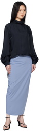 Pushbutton Blue Lace Layered Maxi Skirt