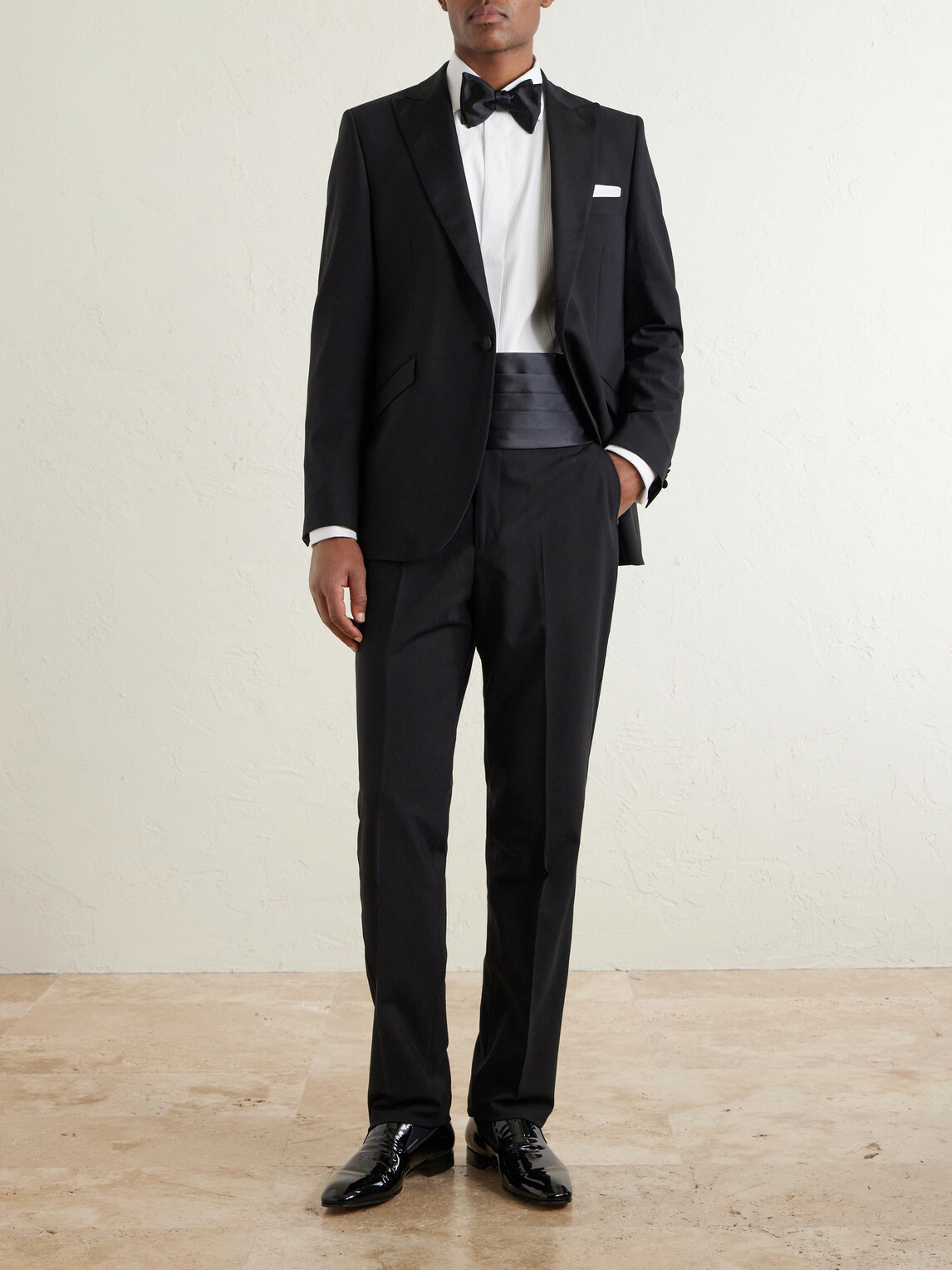 Favourbrook - Straight-Leg Wool-Blend Tuxedo Trousers - Black