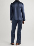Derek Rose - Bailey Piped Silk Pyjama Set - Blue