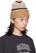 GANNI Brown Striped Beanie