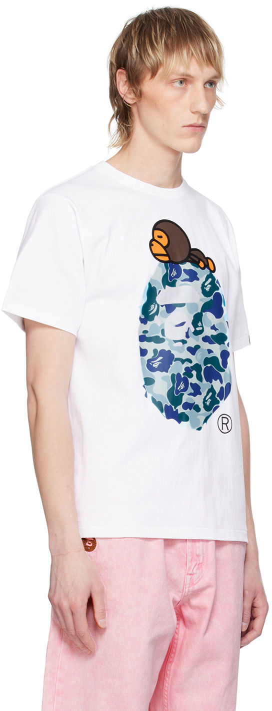 BAPE White ABC Camo Milo On Big Ape T-Shirt A Bathing Ape