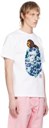 BAPE White ABC Camo Milo On Big Ape T-Shirt
