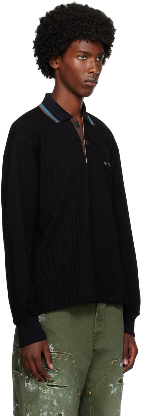 kolor Black Striped Collar Polo