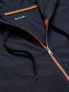 Paul Smith - Grosgrain-Trimmed Cotton-Jersey Zip-Up Hoodie - Blue