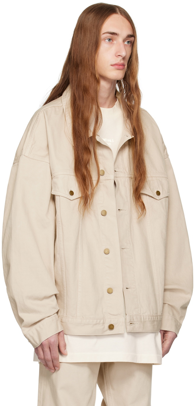Fear of God ESSENTIALS Taupe Patch Denim Jacket
