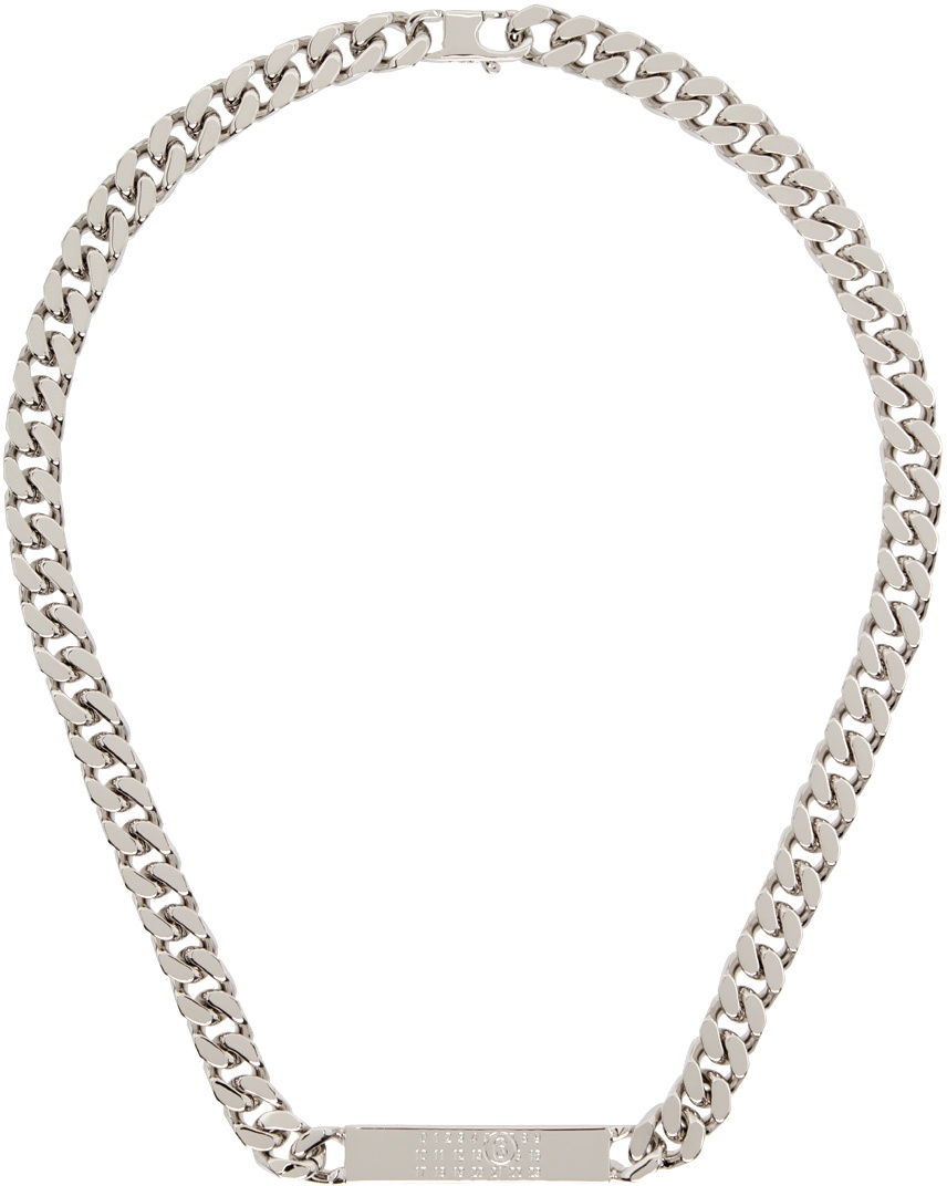 MM6 Maison Margiela Silver Curb ID Tag Necklace