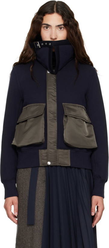 Photo: sacai Navy Sponge Sweat Blouson Jacket