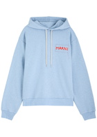 Marni Logo Hooded Cotton Sweatshirt Light Blue